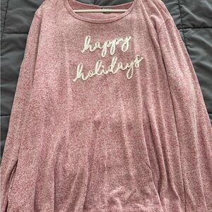 Falls Creek Pink Holiday Sweater with Script